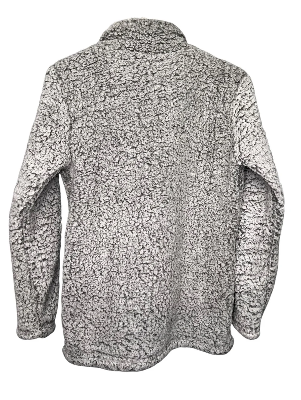 Love Tree Fleece Sherpa Quarter Zip Pullover Jacket Womens Small Gray Faux Fur